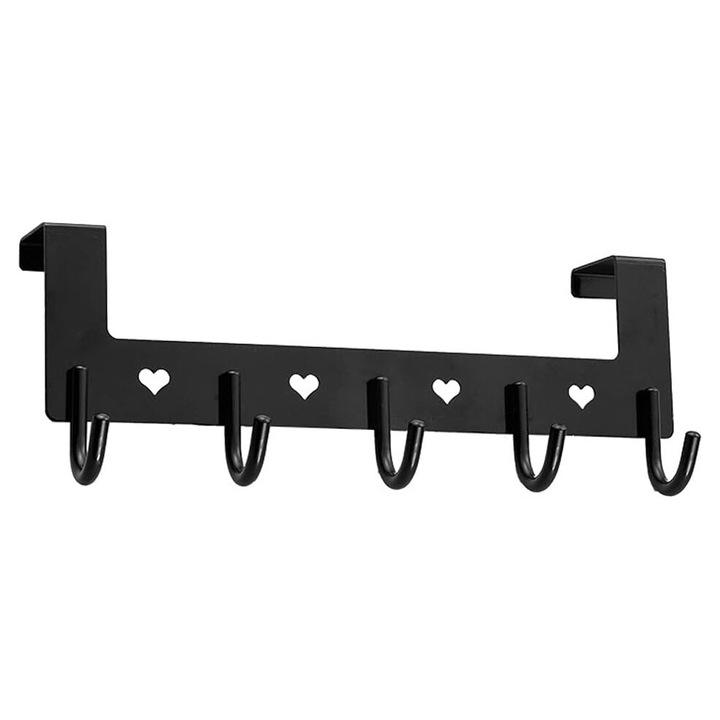 Ruhatartó, 5 akasztó, alumínium, rozsdaálló, fekete