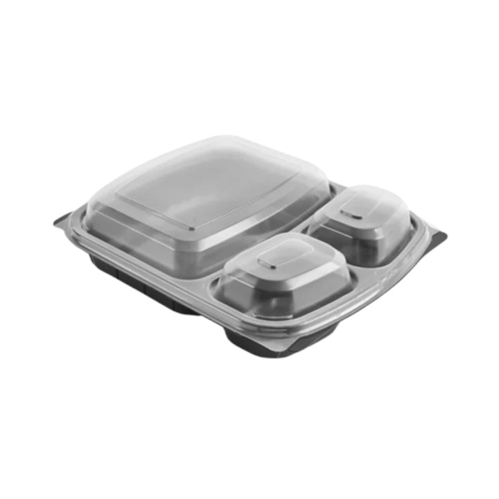 Caserola meniu polipropilena trei compartimente 50 buc/set