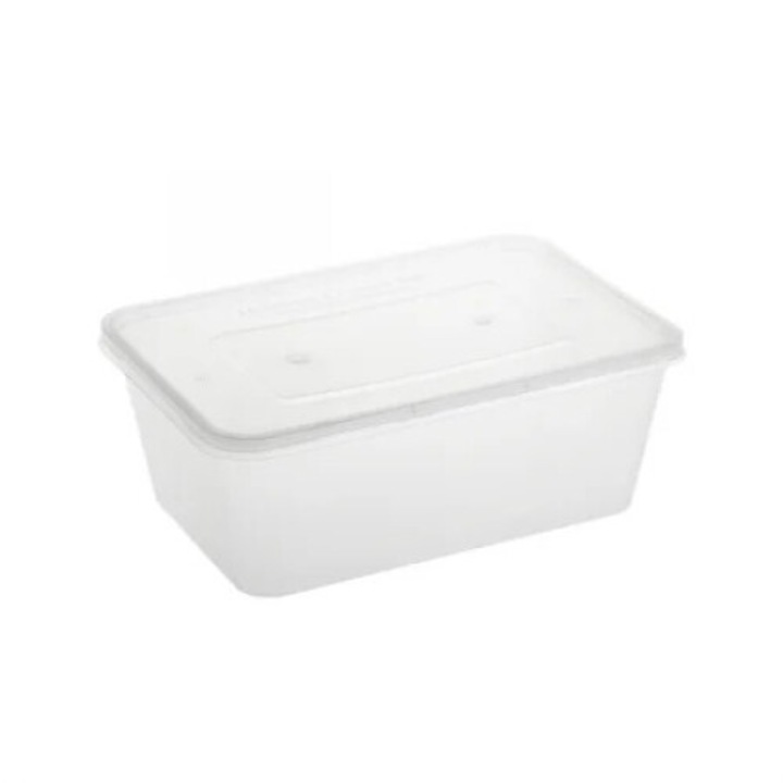 Caserola microunde 500 ml polipropilena transparenta cu capac 50 buc/set