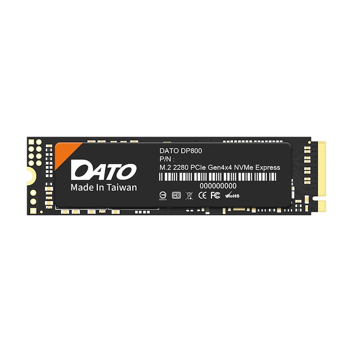 Belső merev SSD belső PCIe Gen4x4 512 GB, 3300 MB/s - Dato DP800 (DP800SSD-512 GB), fekete