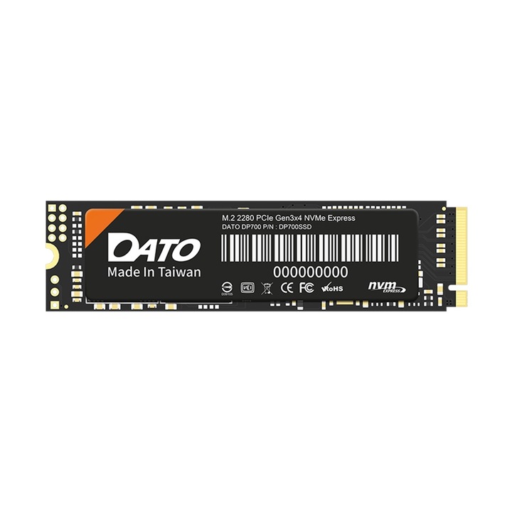 Belső Hard SSD belső PCIe Gen3x4 256 GB, 2500 MB/s - Dato DP700 (DP700SSD-256 GB), fekete