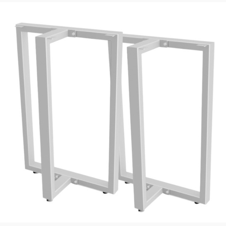Picioare metalice masa, set metal, 2 bucati, mobilier dining, 48x 5 x 73 cm ALB, BUZ