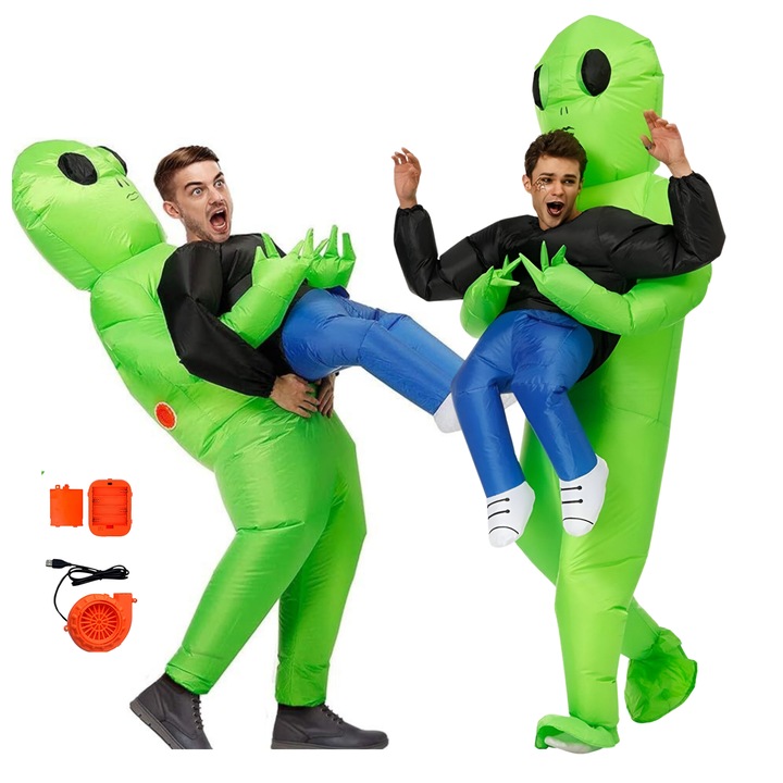 Felfújható jelmez, UFO rablás, 2 darabos készlet, ideális Halloween-ra, 150 – 200 cm - U2FOMAN