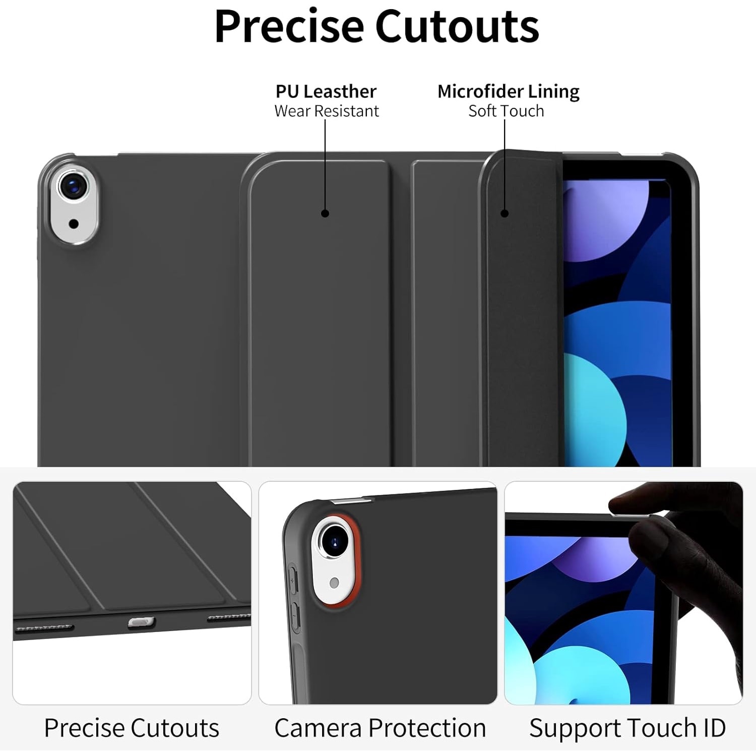 Husa Ultra Slim pentru tableta Apple iPad Mini 7 / 6, 8.3", Silicon TPU, Smart Cover - Negru
