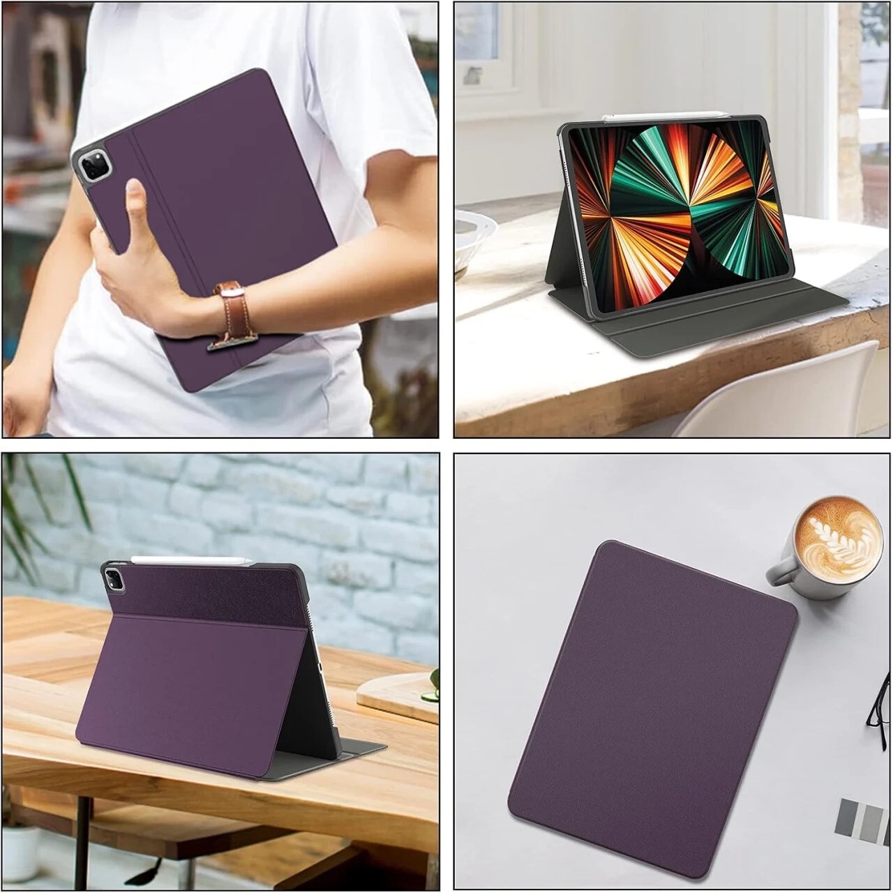 Husa de protectie pentru iPad Pro Soke, Piele Pu, violet, 12, 9 inchi
