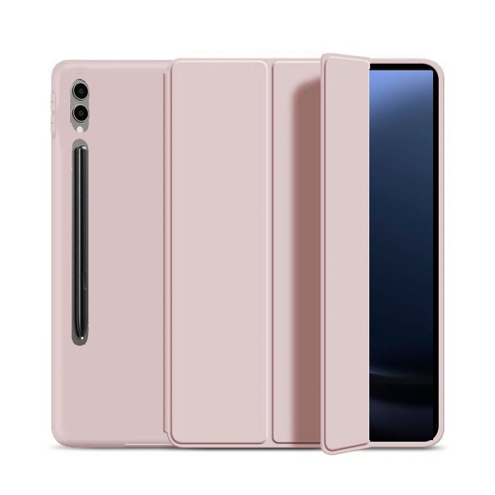 Калъф за Samsung Galaxy Tab S10 Plus / Tab S9 Plus 12.4", Силиконов TPU, Smart Cover - Розов