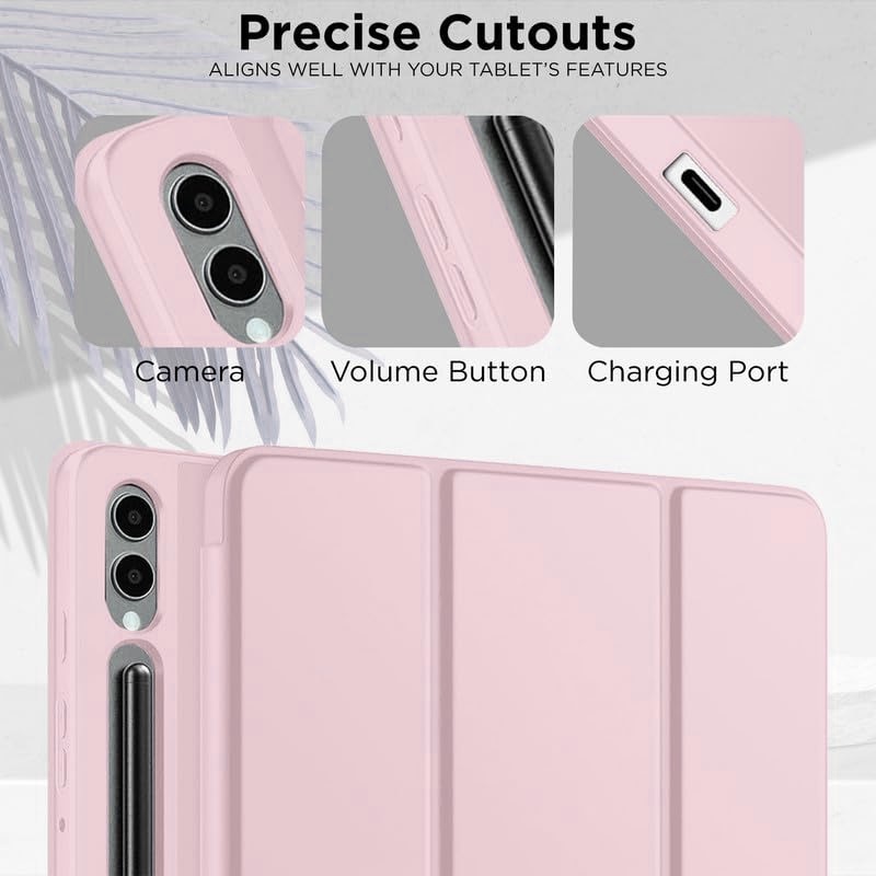 Husa pentru Samsung Galaxy Tab S10 Plus / Tab S9 Plus 12.4", Silicon TPU, Smart Cover - Roz