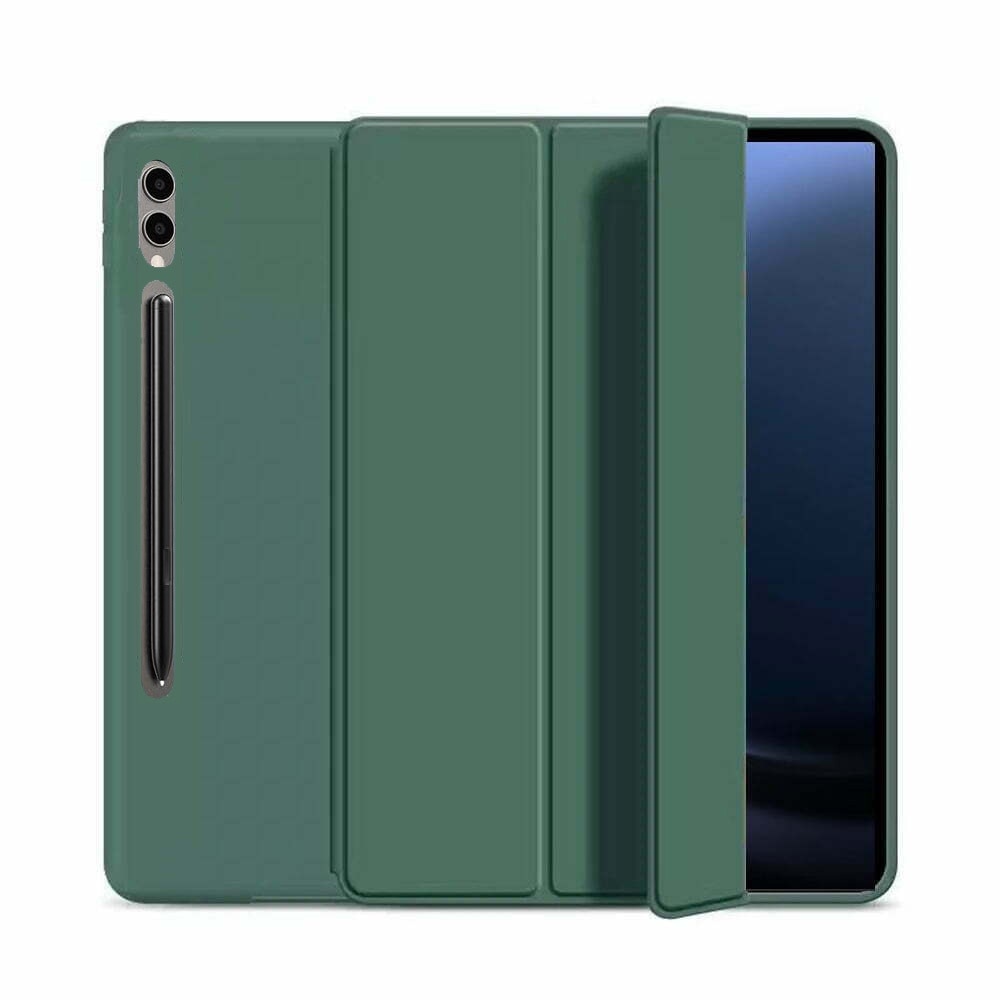 Husa pentru Samsung Galaxy Tab S10 Plus / Tab S9 Plus 12.4", Silicon TPU, Smart Cover - Verde Marin