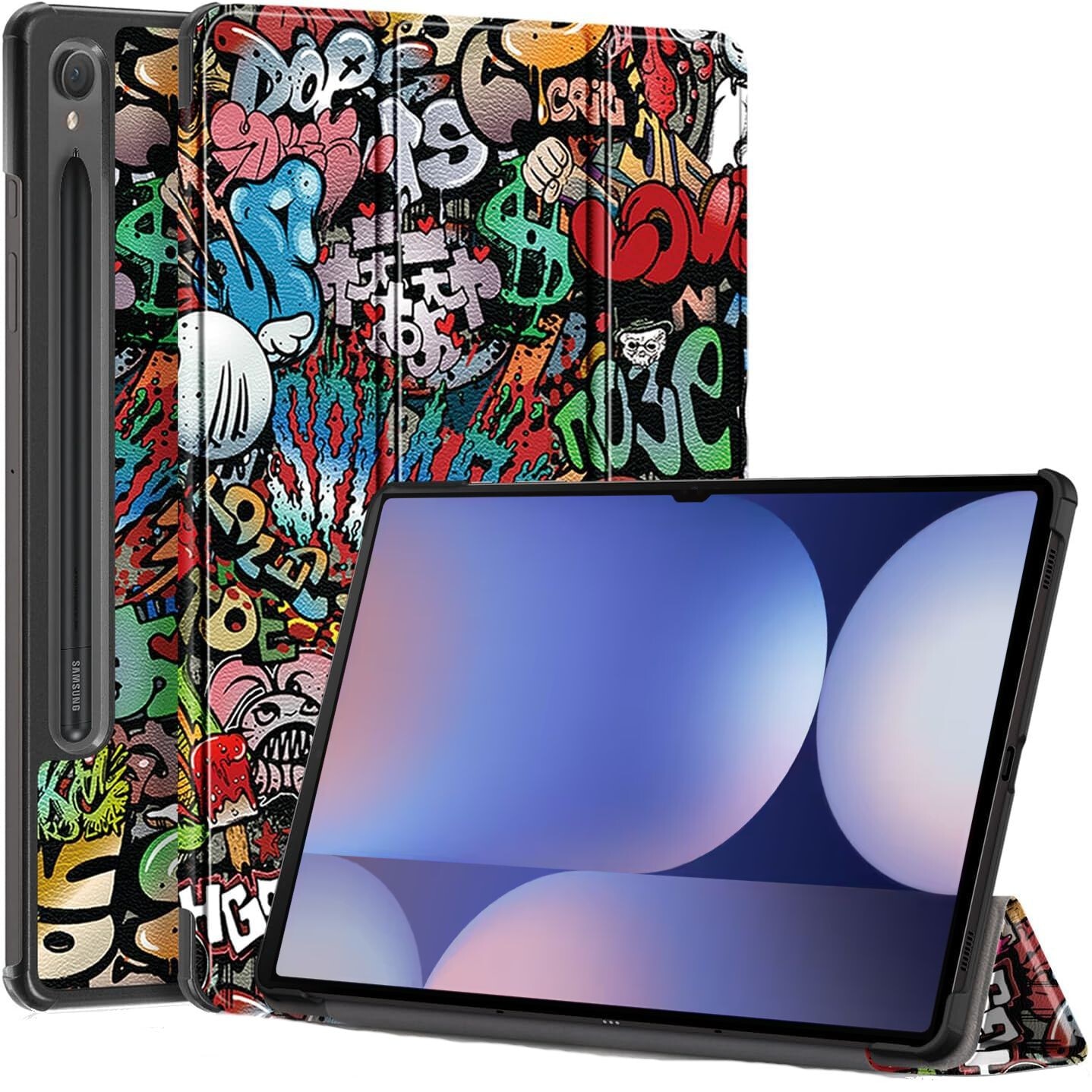 Husa pentru tabletele Samsung Galaxy Tab S10 (2024) / Tab S9 (2023) de 11.0", Smart Cover cu Suport - Graffiti