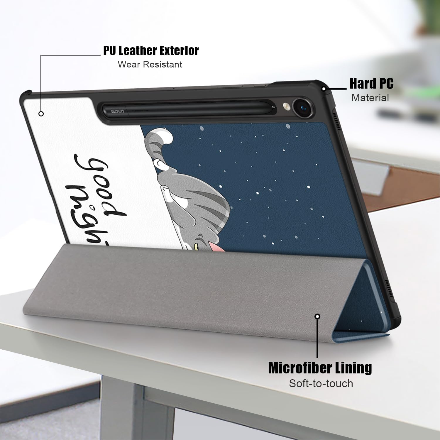 Husa pentru tabletele Samsung Galaxy Tab S10 (2024) / Tab S9 (2023) de 11.0", Smart Cover cu Suport - Good Night