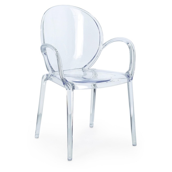 Set 4 scaune policarbonat transparent Camilla 58x52x87 cm