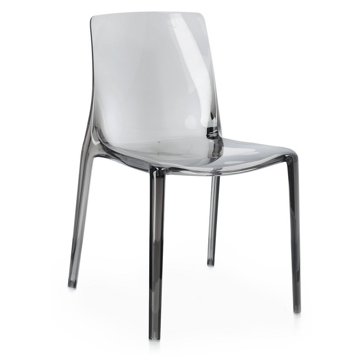 Set 4 scaune policarbonat transparent gri Adele 50x54x82 cm