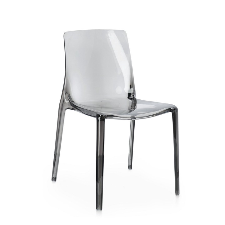 Комплект 4 прозрачни поликарбонатни стола в сиво Adele 50x54x82 см