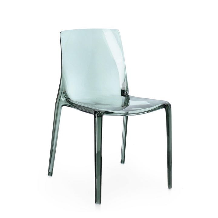 Комплект 4 прозрачни поликарбонатни стола ментово зелено Adele 50x54x82 см