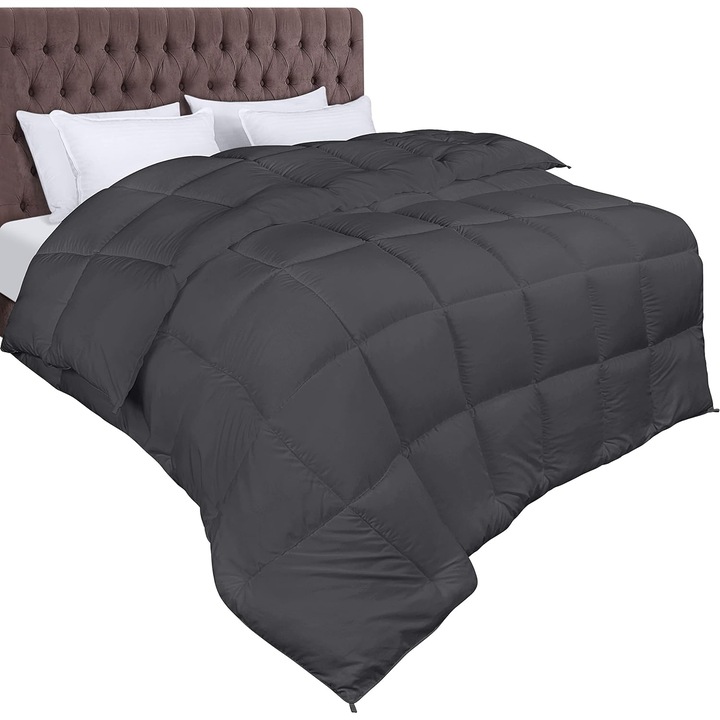 Utopia ágynemű nyári paplan, 200 x 200 cm, 370 gsm, puha és könnyű, sötétszürke