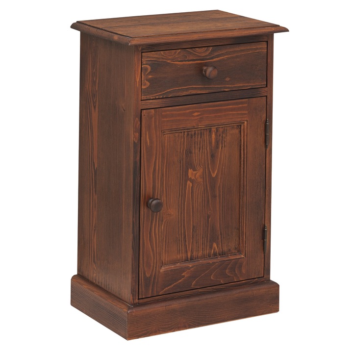 Noptiera cu 1 usa si 1 sertar, culoare cires P083, periat adanc, 100% lemn masiv, 74x47x32 cm