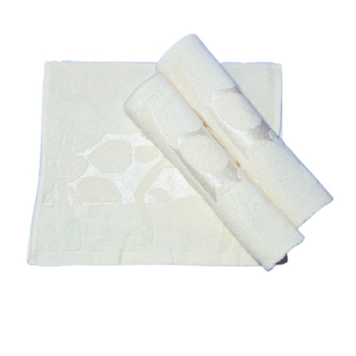 Комплект кърпи за лице, Памук, 3D флорален мотив, 420g/m², Ivoire, 50x90cm, 3 части