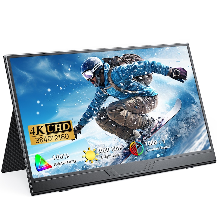 Преносим монитор 15.6'' Uperfect 4K UHD, IPS, 600 Nits, USB-C & HDMI, ултра лек