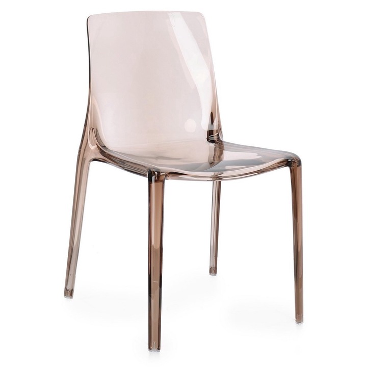 Szett 4 db átlátszó polikarbonát szék barna Adele 50x54x82 cm