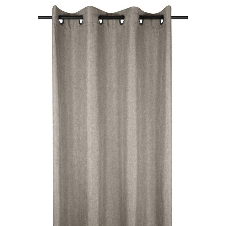 Függöny gyűrűkkel, Szövet, Bea, Poliészter, 260 x 140, Egyszerű, Bézs