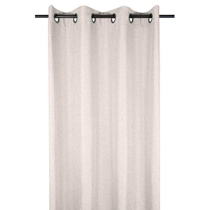 Függöny gyűrűkkel, szövet, Bea, poliészter, 280 x 140, egyszerű, bézs