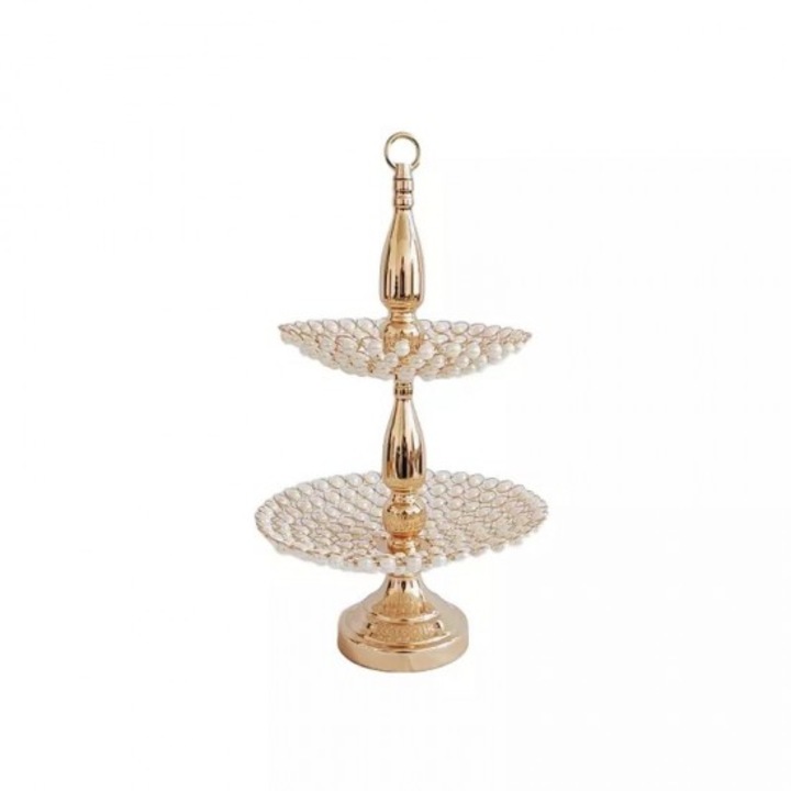 Двуетажна фруктиера, Метал+Стъкло, 55х30х30см