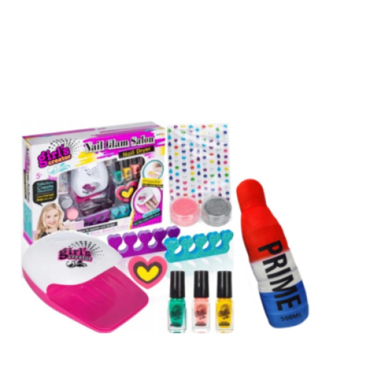 Set de manichiura pentru fetite, cu accesorii si lampa UV + perna plus 55 cm