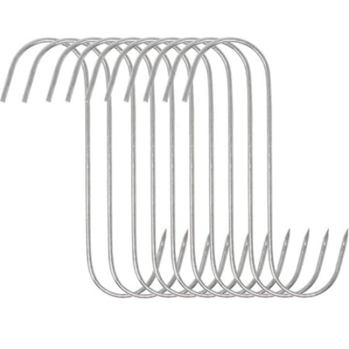 Set 10 carlige pentru suspendat carnea, tip S, otel inoxidabil, 15 cm, Dactylion®