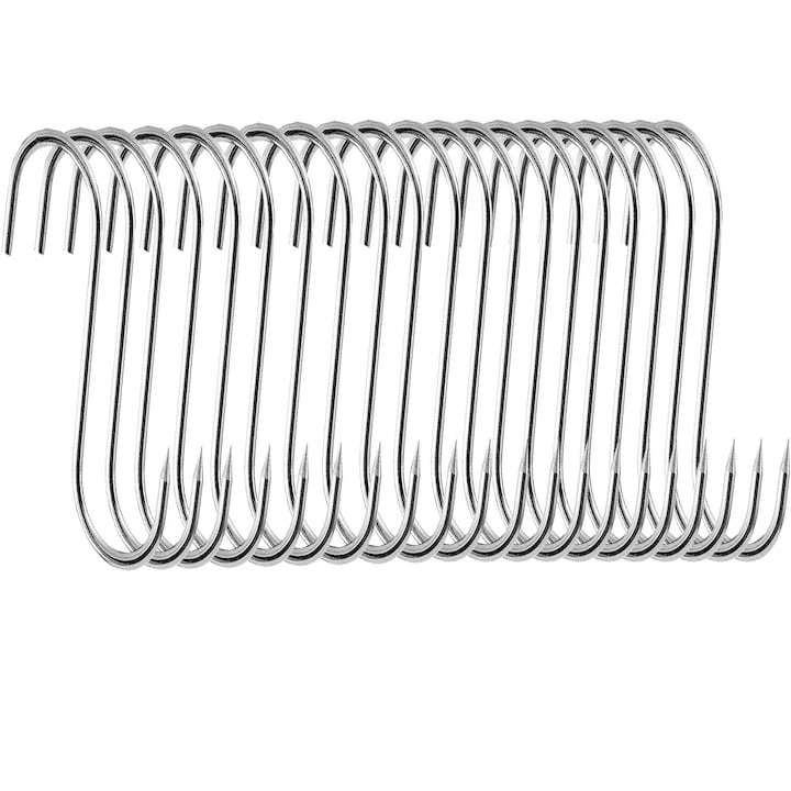 Set 20 carlige pentru suspendat carnea, tip S, otel inoxidabil, 15 cm, Dactylion®