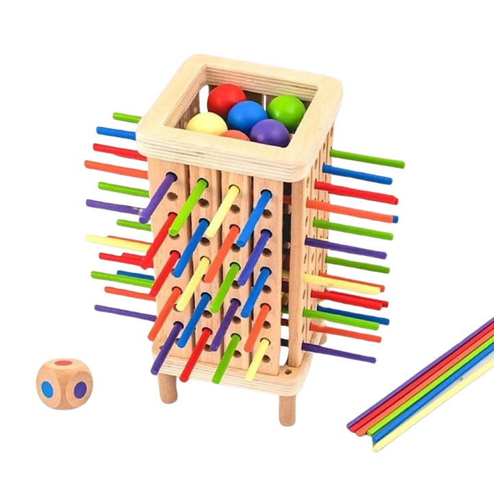 Joc educativ din lemn pentru copii, Wooden Stick Dice Game pentru antrenamentul si capacitatea de gandire a copilului, + 3 ani