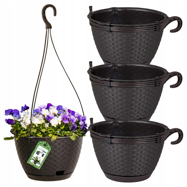 Комплект 3x кръгли висящи саксии Ratolla Round DRLW240-440U 25 cm Umber