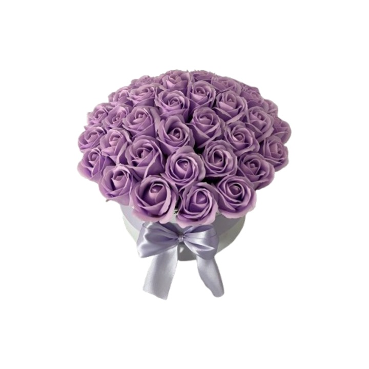 Aranjament Floral Trandafiri Alb/Mov