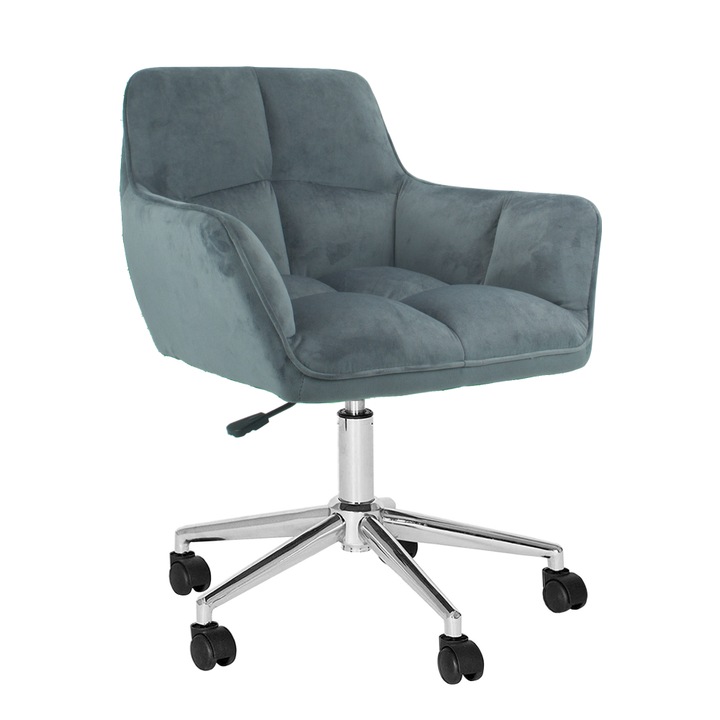 Офис стол Hagrid хром сиво кадифе 63x63x77/86 см