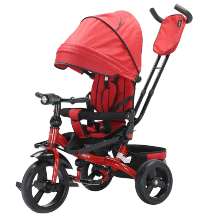 Tricicleta cu scaun reversibil Still, de la 6 luni la 5 ani, cu pozitie de somn, roata Eva plina, siliconata, rosu