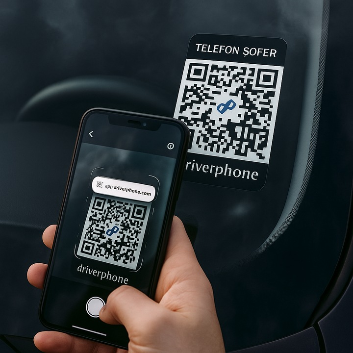 DriverPhone Placuta parcare cu QR Code, scanare si apelare instant, aplicatie Android/iOS