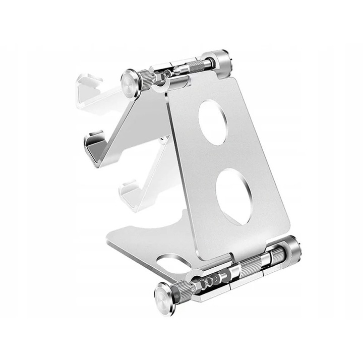 Rugalmas tartó, telefonhoz, táblagéphez, fém, kompatibilitás 4" és 11" között, Gonga® Silver