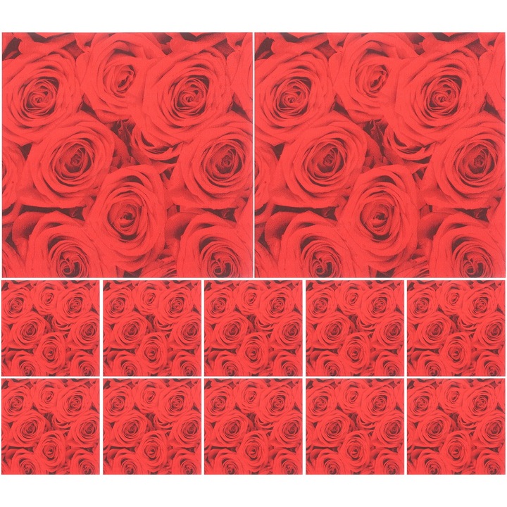 Комплект от 20 хартиени кърпи 33x33 см с щампа от червени рози за партита