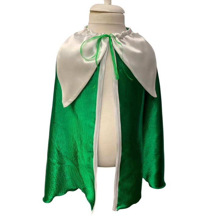 Pelerina model ghiocel, pentru serbari, alb cu verde, marime universala