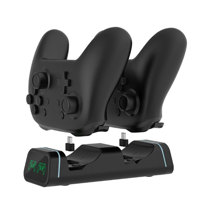 Kettős töltőállomás, LED kijelző, Xbox Series S/X kompatibilis, PlayStation 5, kompakt kialakítás, OUYLAF, fekete