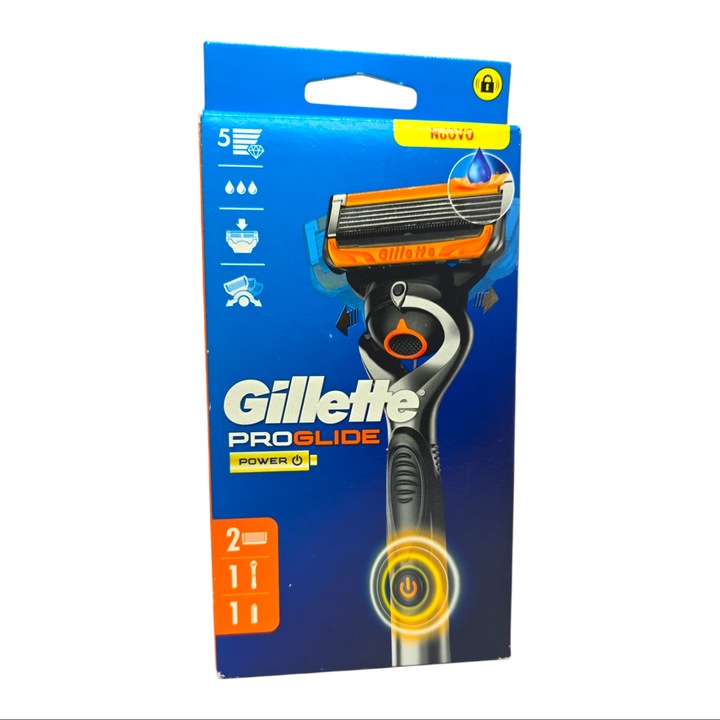 Gillette férfi borotva, Proglide Power, nyél 1 db, penge 2 db