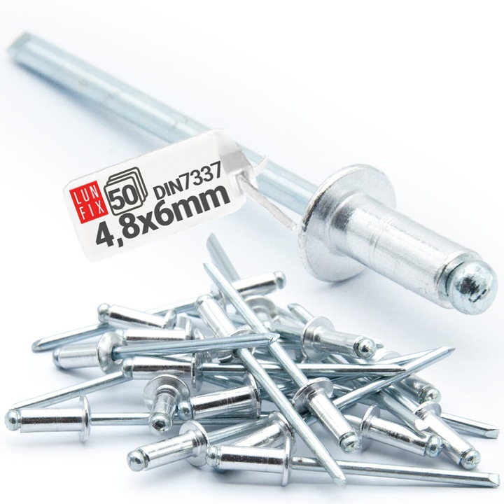 Nituri oarbe 4,8x6mm aluminiu-otel 50buc., Lun Fix