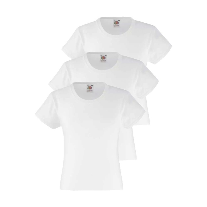 Fruit of the Loom 25029-3P lány pólókészlet, 3 részes, kerek nyakú, Fehér