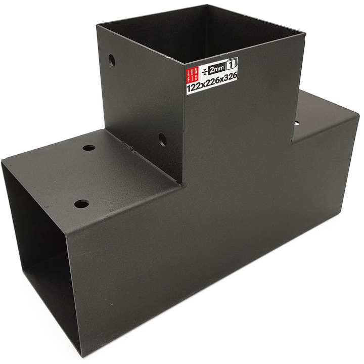 Négyzet alakú T-gerenda összekötő 120x120mm 3-végű gerendatartó, Lun Fix