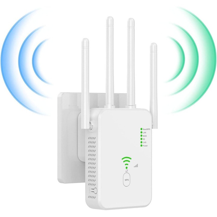WiFi bővítő, AC 1200Mbps, 4 antenna, kétsávos 2,4G-5G