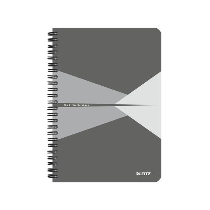 Caiet cu spirala, Leitz, A5, In carouri, 90 de coli, Gri