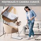 Set Mop Profesional Macvi® cu Galeata 5.7 L, Functie Autostoarcere, Cap Rotativ 360°, Maner Metalic, 121x 33x12 cm Pentru Toate Tipurile de Podele, Alb