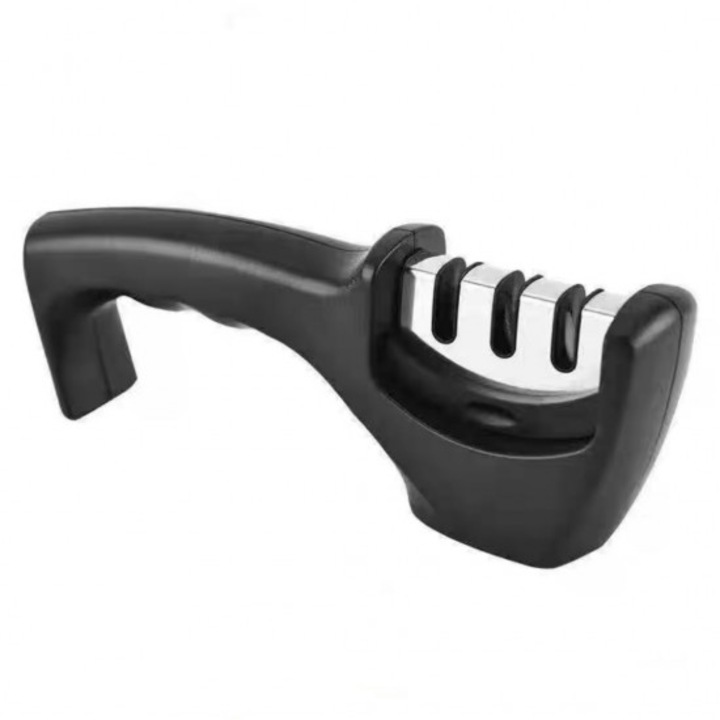 Точило за ножове, Тройно, Метал+ПВЦ, 20х5х7 см