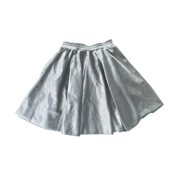 Fusta din catifea, argintie, cu elastic in talie, 5-7 ani, 110-122 cm