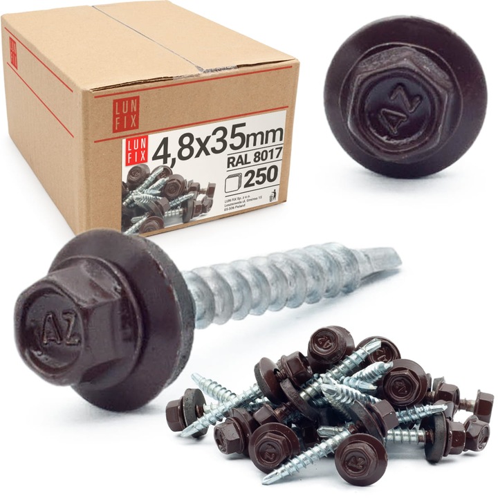 Set 250 x Suruburi autoforante fermieri, Lun Fix, 4.8x35mm, maro RAL 8017