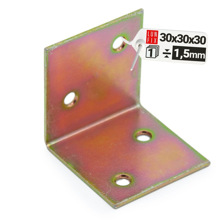 Монтажна скоба Lun Fix, 30x30x30мм, дебелина 1.5мм, поцинкована, комплект от 1 бр.